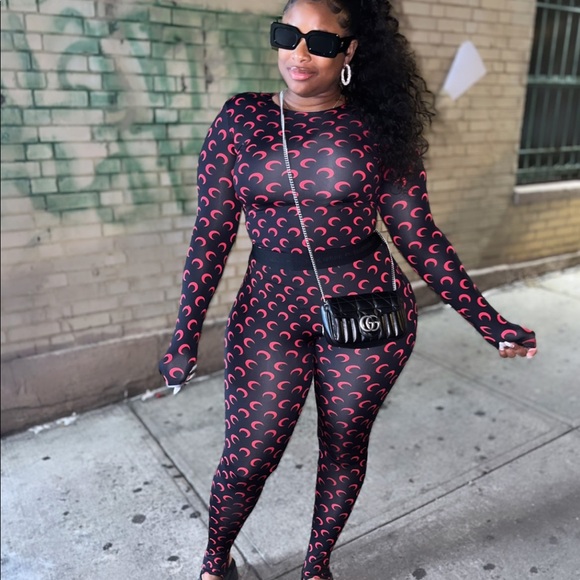 Marine Serre | Pants u0026 Jumpsuits | Marine Serre Borderline Red Black Moon  Set | Poshmark